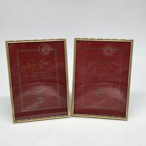 Greco Solid Brass 5"x7" Photo Frames Set Of 2 Hand Polished Lacquer Coated